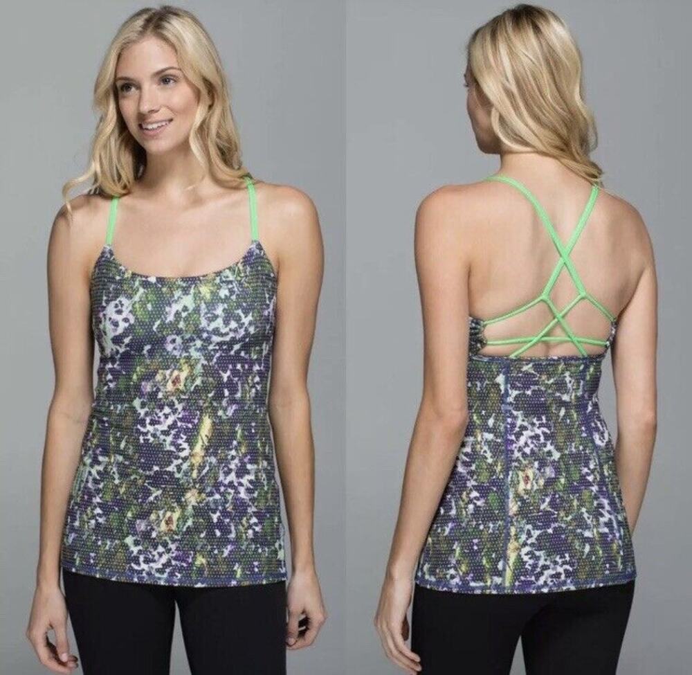 [Lululemon] Dancing Warrior Floral Sport Pistachio Workout Tank Built In Bra 4